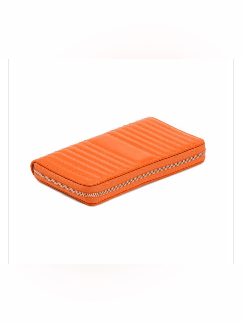 WOLF Leather Tangerine Orange Quilted Zip-Top Jewelry Portfolio